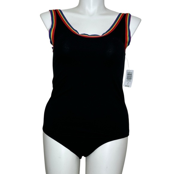 Torrid Black Bodysuit with Rainbow Trim NWT 0 Large - Picture 1 of 5
